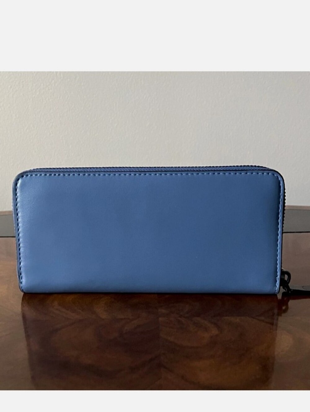 Coach LEATHER CHAMBRAY WALLET WITH GUNMETAL TRIM 16 Card Slots - Picture 2 of 10